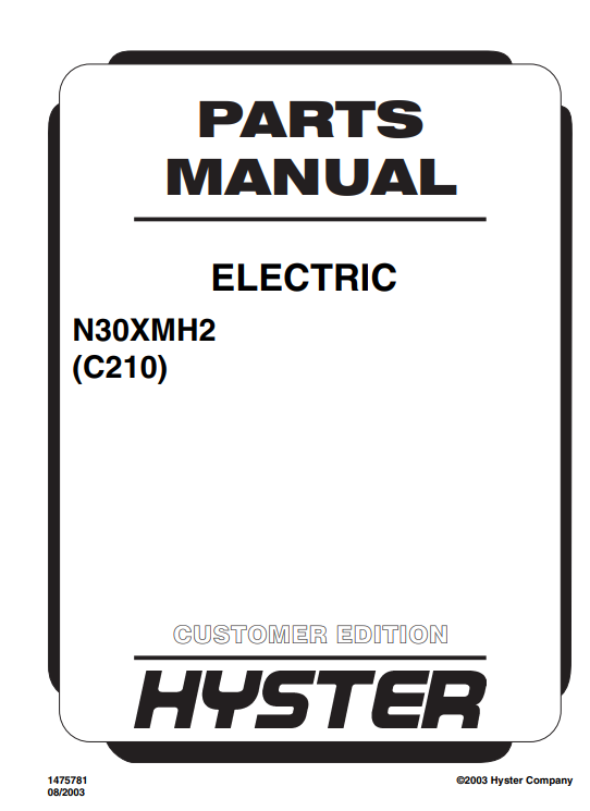 Hyster N30XMH2 (C210) Forklift Parts Manual - Image 2