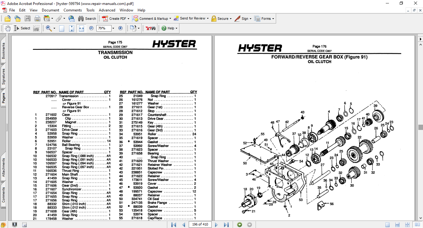 Hyster H150H to Hyster H275H (C007) Forklift Parts Manual - Image 4