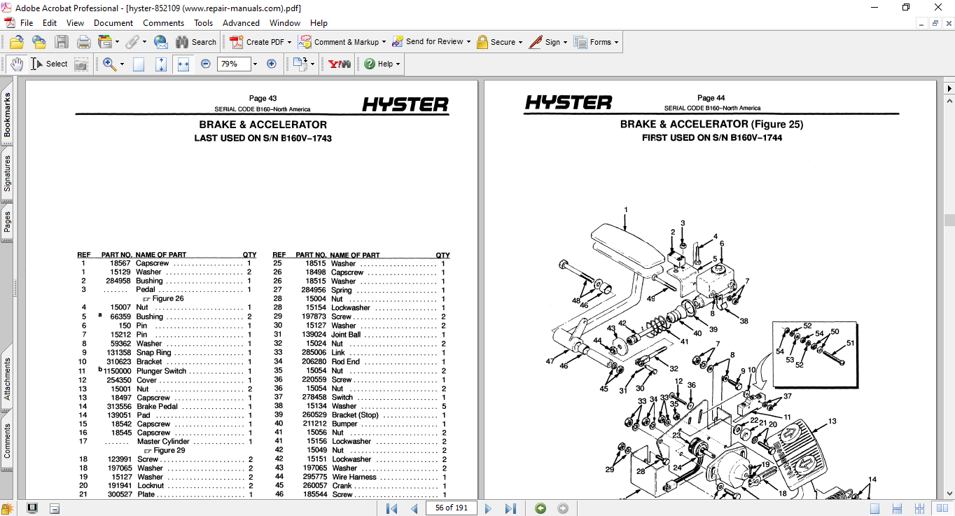 Hyster J25, Hyster J35, Hyster J30BS (B160) Forklift Parts Manual - Image 4