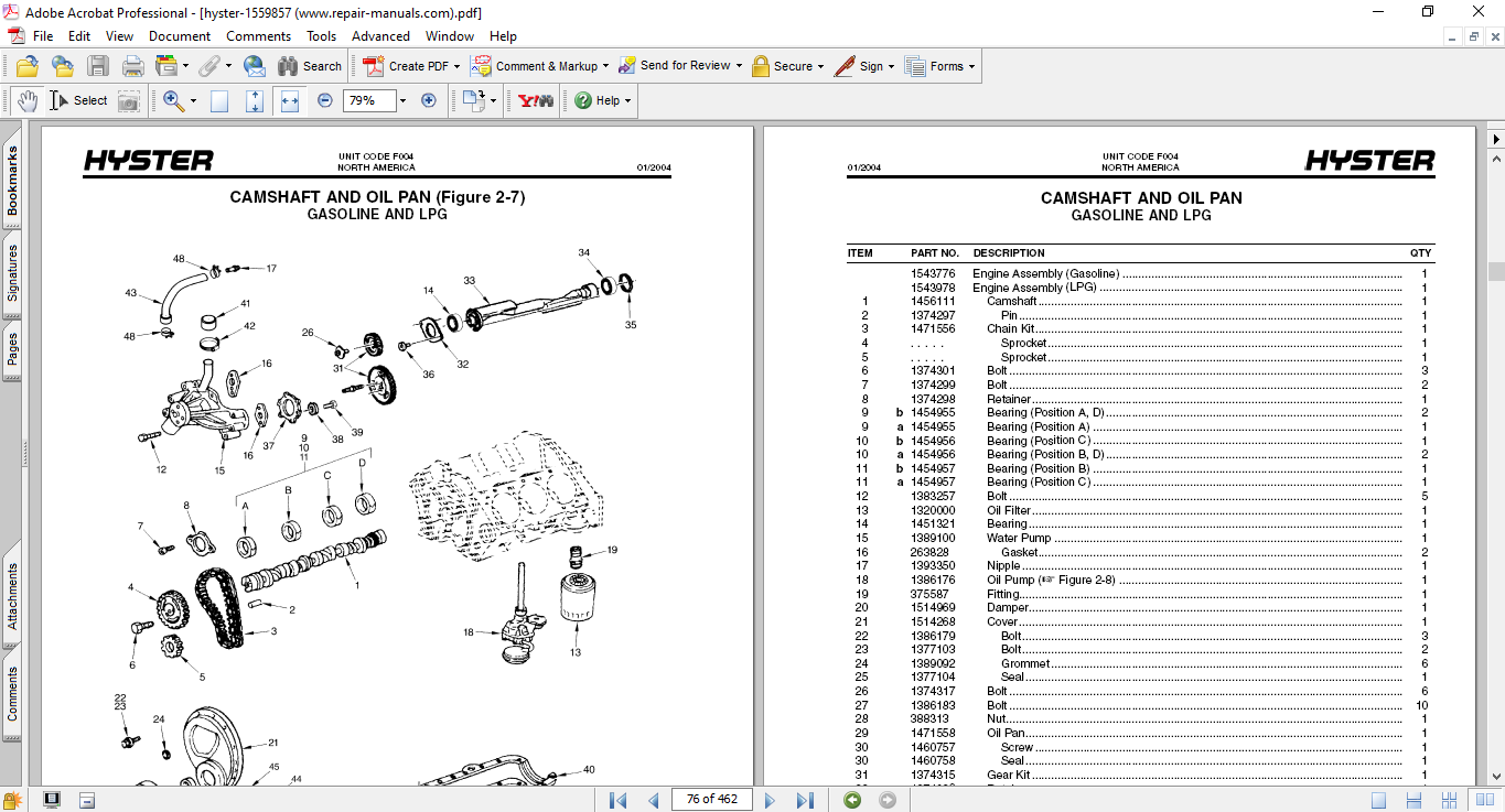 Hyster S70-100XM, Hyster S80-100XMBCS, S120XMS, S100XMPRS (F004) Forklift Parts Manual - Image 4