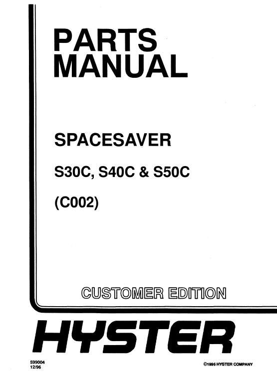 Hyster S30C, Hyster S40C, Hyster S50C (C002) Forklift Parts Manual - Image 2