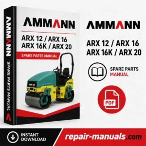 AMMANN ARX 12 ARX 16 ARX 16K ARX 20 Spare Parts Manual PDF cover with Repair-Manuals.com branding for instant digital download.