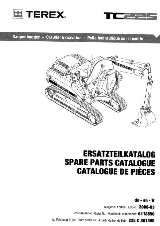 Terex TC225 Excavator Spare Parts Catalogue - Image 2