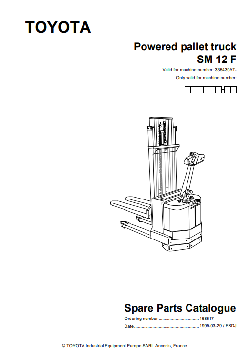Toyota SM12F Powered pallet truck Spare Parts Catalogue - Image 2