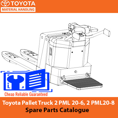 Toyota Powered Pallet Truck 2 PML 20-6 and 2 PML 20-8 spare parts catalogue, providing details on available parts and accessories