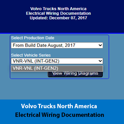 Volvo Trucks North America electrical wiring documentation, featuring detailed diagrams and instructions for wiring systems