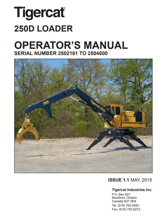Tigercat 250D Loader Operator's Manual - Image 2