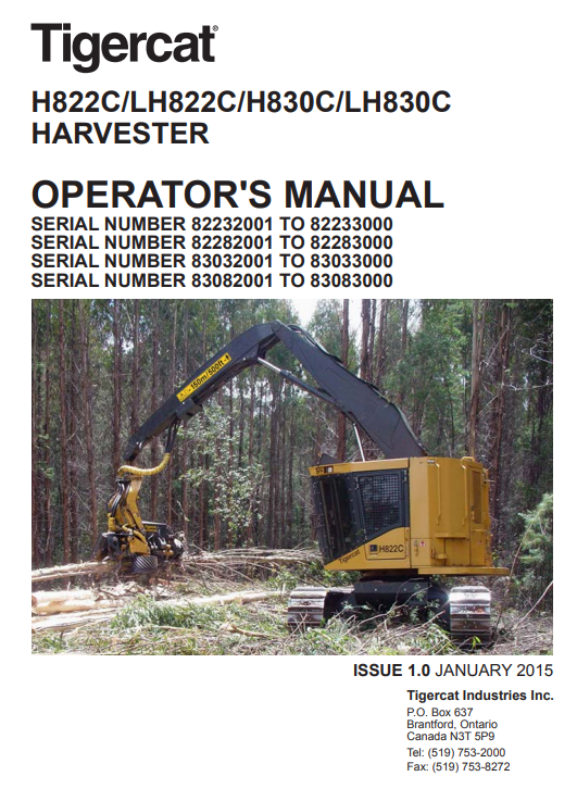 Tigercat H822C, Tigercat LH822C, Tigercat H830C, Tigercat LH830C Harvester Operator's Manual - Image 2