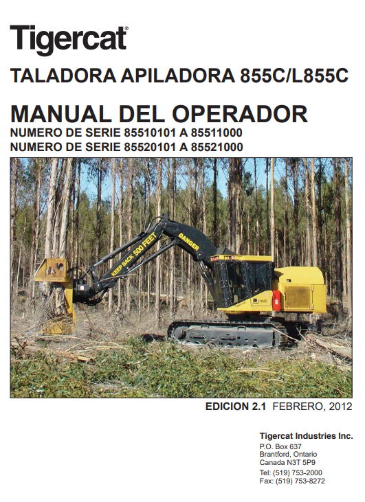 Tigercat 855C, Tigercat L855C Feller Buncher Operator's Manual - Image 2