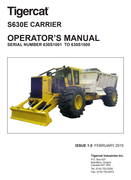 Tigercat S630E Carrier Operator's Manual - Image 2