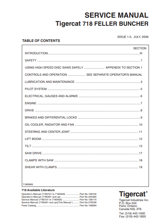 Tigercat 718 Feller Buncher Service Repair Manual - Image 2