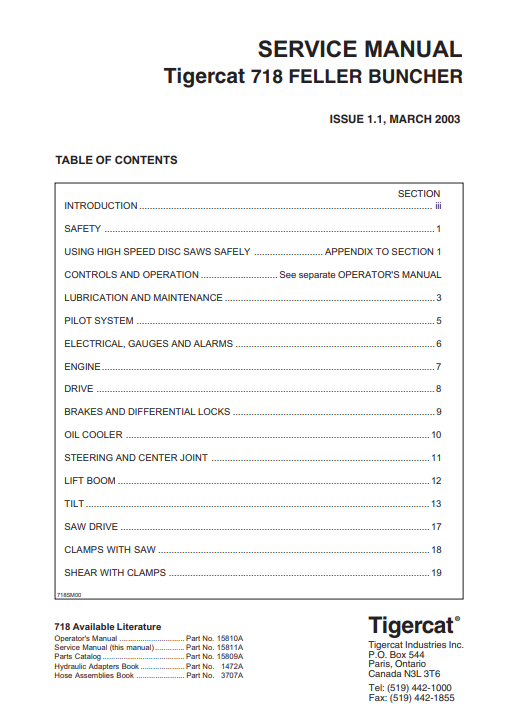 Tigercat 718 Feller Buncher Service Repair Manual - Image 2