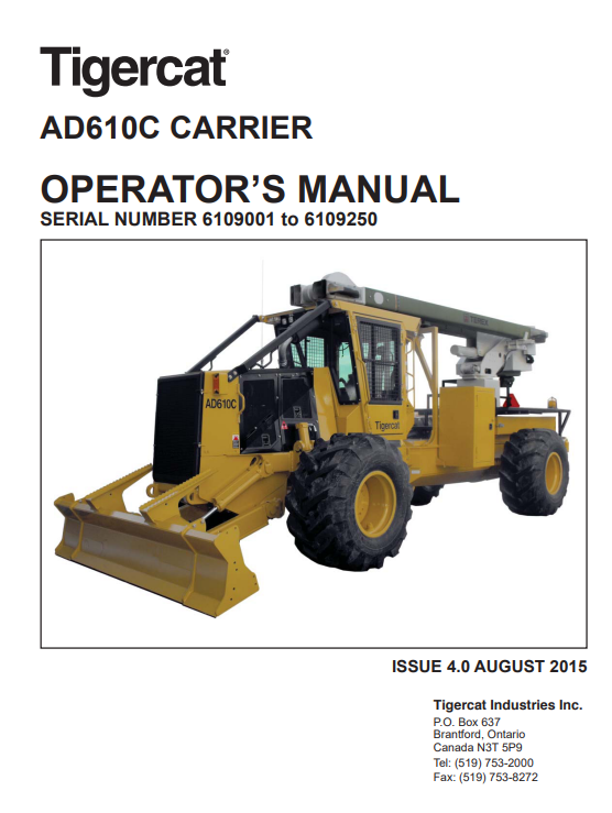 Tigercat AD610C Carrier Operator's Manual - Image 2