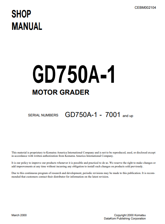 Komatsu GD750A-1-komatsu workshop manual