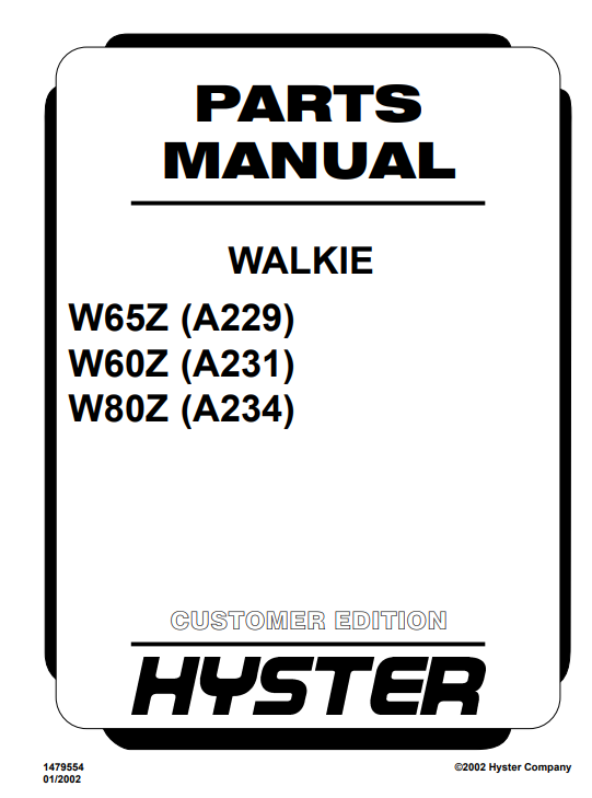 hyster forklift parts manual