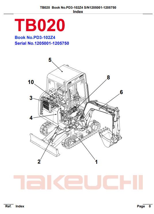 takeuchi tb020 parts manual