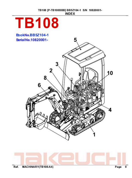 takeuchi tb108 parts manual