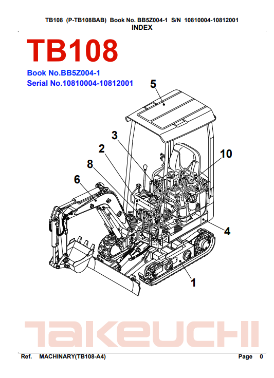takeuchi tb108 parts manual