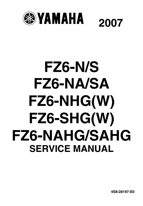 yamaha fz6 2007 manual