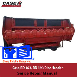 Service repair manual cover for Case RD 163 and RD 193 disc headers, featuring technical illustrations and instructions