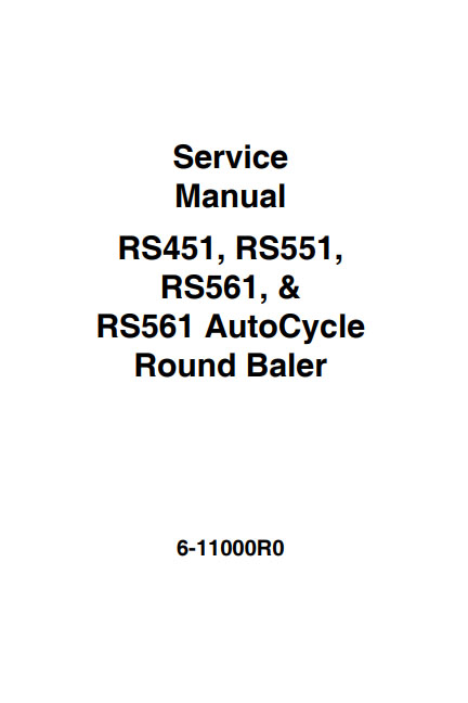 Case RS451 Round baler Case RS551 Round baler Case RS561 Round baler