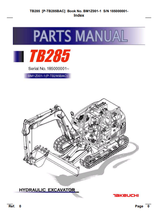 Takeuchi TB285 Excavator Parts Manual - Image 2