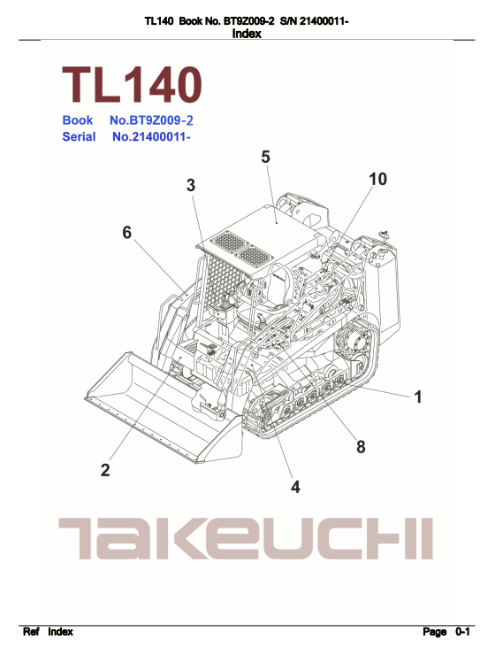 takeuchi tl140 parts manual