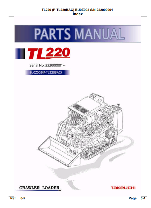 takeuchi tl220 parts manual