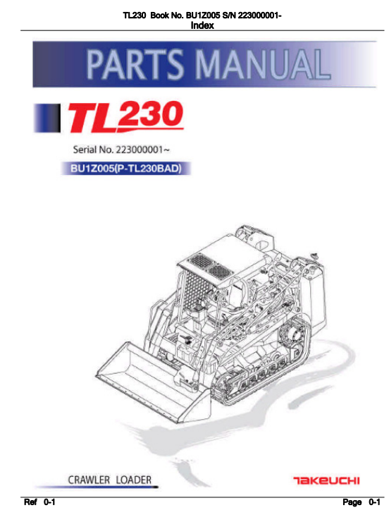 takeuchi tl230 parts manual