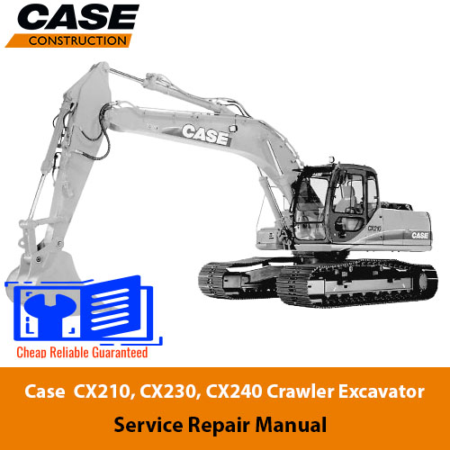 Case CX210, CX230, and CX240 excavator service repair manual, showcasing detailed diagrams and maintenance instructions