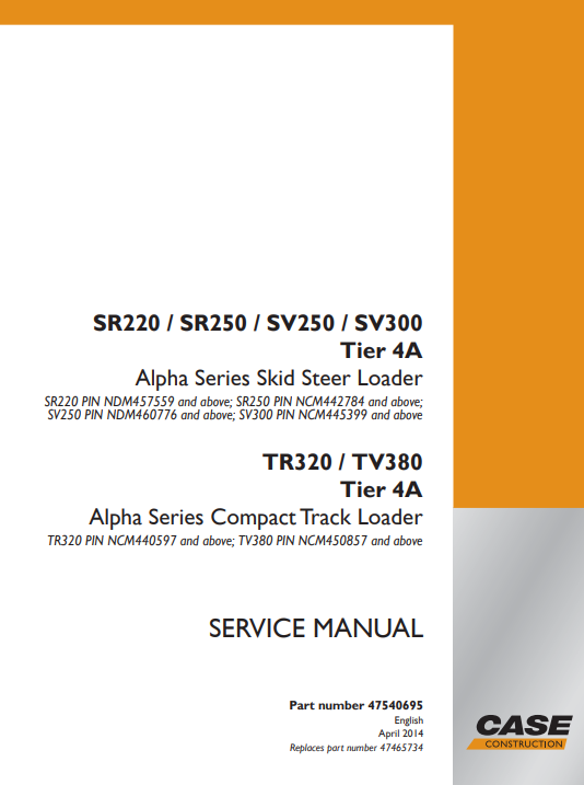 Case SR220, SR250, SV250, SV300 Skid Steer Loader Service Repair Manual - Image 2