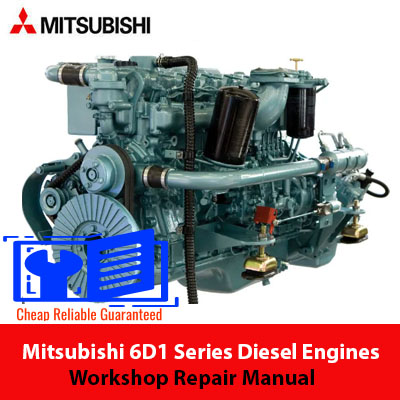 Mitsubishi 6D1 Series Diesel Engines Workshop Repair Manual cover featuring technical illustrations and detailed instructions