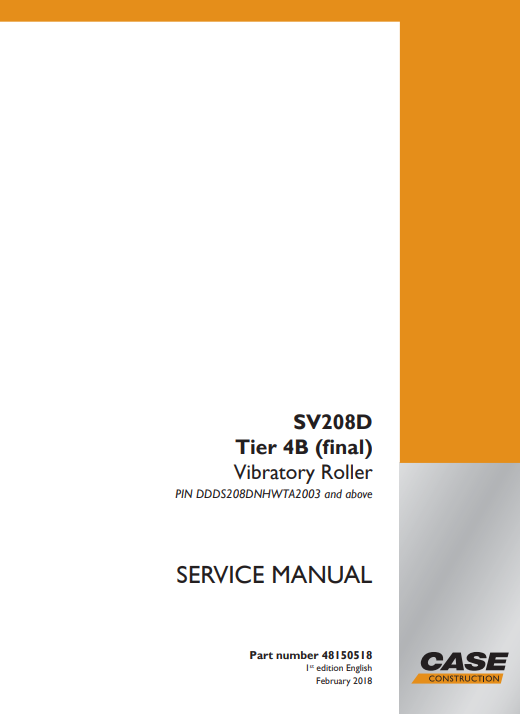 Case SV208D Vibratory Roller Service Repair Manual - Image 2