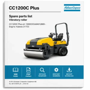 Atlas Copco CC1200C Plus Vibratory Roller Spare Parts Catalogue PDF