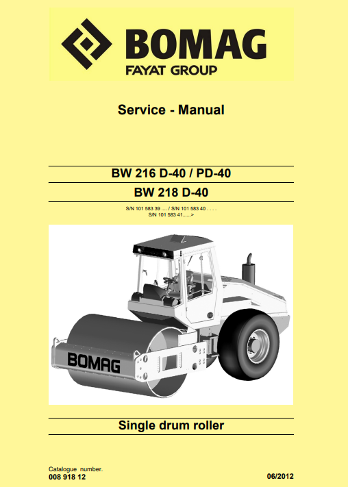 Bomag BW 216 D-40, Bomag BW 216 P-40, Bomag BW 218 D-40 Service Repair Manual - Image 2