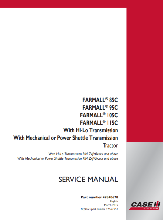 case farmall 95c service manual