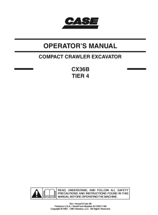 Case CX31B Excavator Operators Manual - Image 2