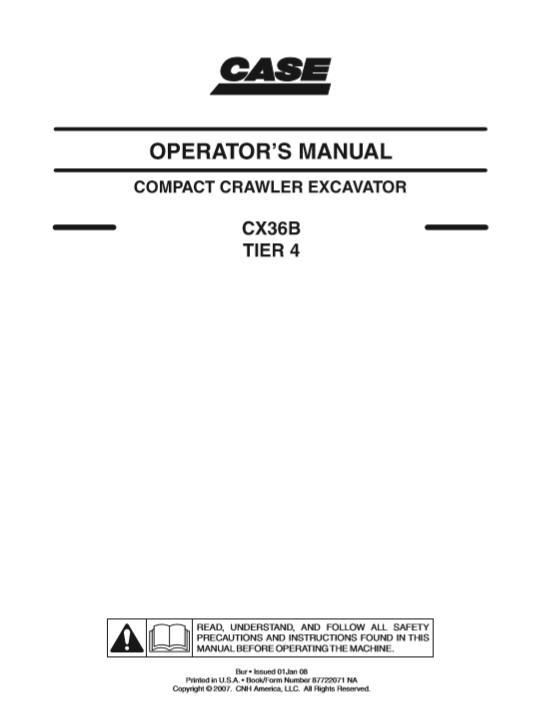 Case CX36B Excavator Operator's Manual - Image 2