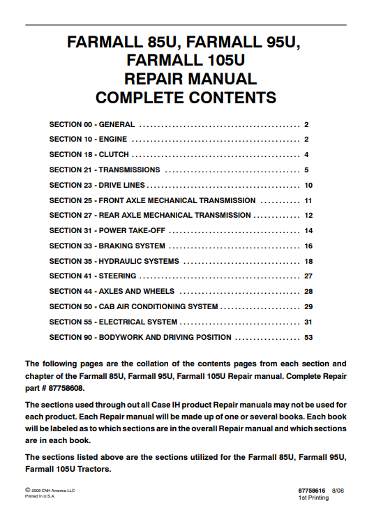 Case Farmall 85U, Case Farmall 95U, Case Farmall 105U Service Repair Manual - Image 2