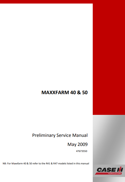 Case MAXXFARM 40, MAXXFARM 50 Tractor Service Repair Manual - Image 2