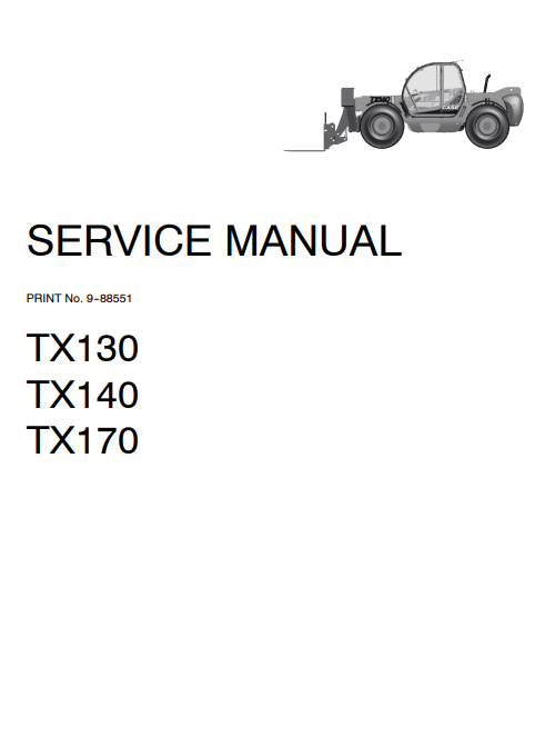 Case TX130, Case TX140, Case TX170 Telescopic Handlers Service Repair Manual - Image 2