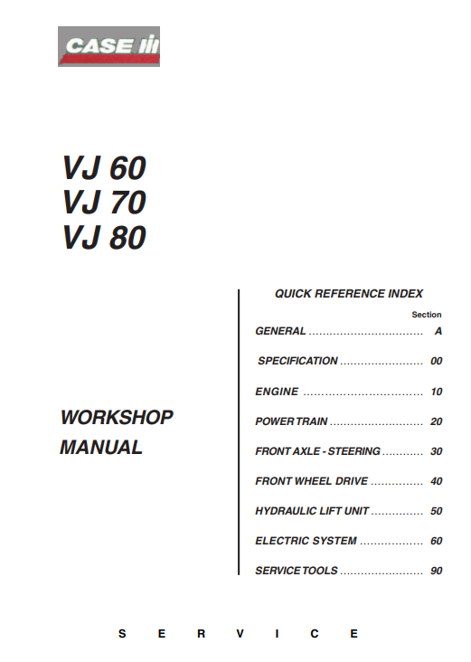Case VJ60, Case VJ70, Case VJ80 Tractor Workshop Repair Manual - Image 2