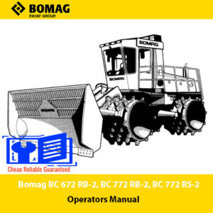 Operators manual detailing Bomag BC 672 RB-2, BC 772 RB-2, and BC 772 RS-2 sanitary landfill compactors
