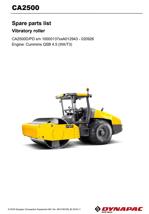 Dynapac CA2500D, Dynapac CA2500PD Road Roller Spare parts Manual - Image 2