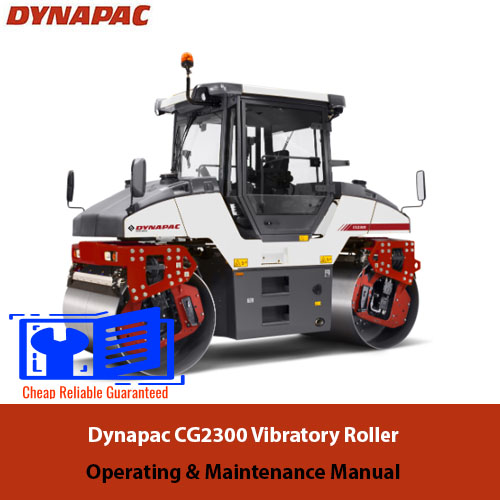 Dynapac CG2300 Vibratory Roller Operating and Maintenance Manual cover featuring the model and key operational detail