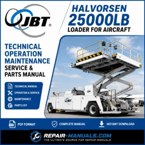 JBT Halvorsen 25000 lb Loader for Aircraft Technical Operation Maintenance Service Parts Manual PDF