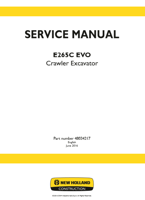 New Holland E265C EVO Crawler Excavator Service Repair Manual - Image 2