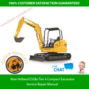Service Repair Manual for New Holland E55BX Excavator, showcasing detailed diagrams and maintenance instructions