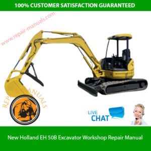 New Holland EH50B Excavator Workshop Repair Manual cover featuring the model and technical illustrations