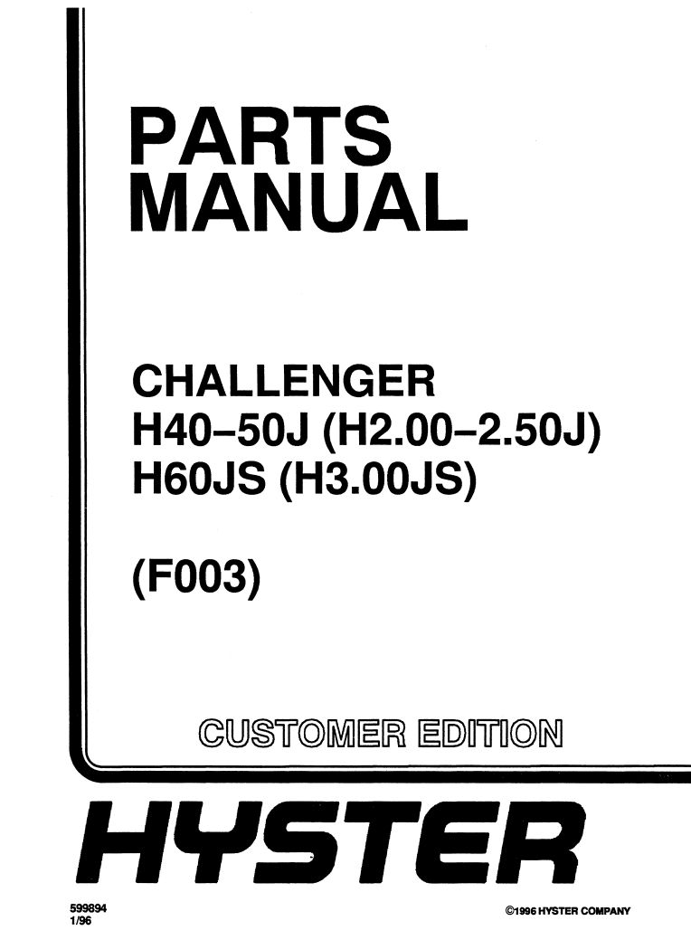 hyster forklift parts manual pdf